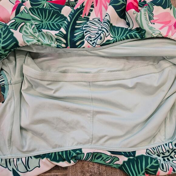 Matilda Jane Palm Tree Paradise Green/Pink Ruffle One Piece Swimsuit Size M - Picture 9 of 13